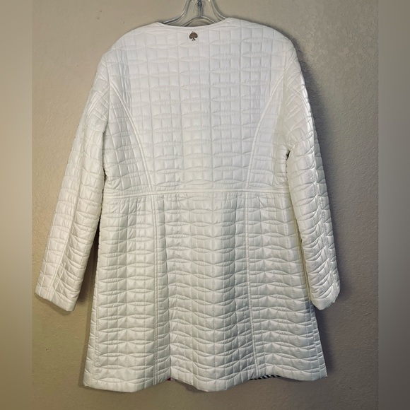 Kate Spade Bow Collar White Quilted Women's Coat Size XL - Picture 2 of 7